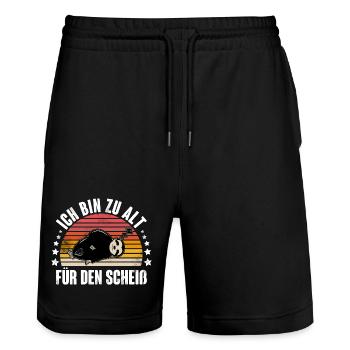 Faultier Ich Bin zu Alt Für Den Scheiß - Stanley/Stella Unisex Bio Joggingshorts Trainer  - Schwarz - Vorne - Nik (191cm) & Marisol (170cm)