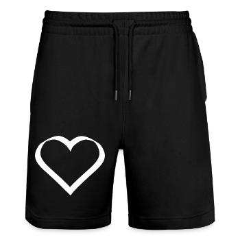 Coeur Blanc Cadeau Blanc Saint Valentin - Short de jogging bio TRAINER Stanley/Stella unisexe - noir - Devant - Nik (191cm) & Marisol (170cm)