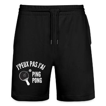 ping-pong, ping-pong sport, pongiste - Short de jogging bio TRAINER Stanley/Stella unisexe - noir - Devant - Nik (191cm) & Marisol (170cm)