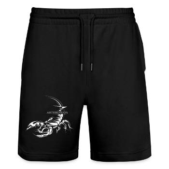 Skorpion Illustration Icon Grafik Tiere Skizze - Stanley/Stella Unisex Bio Joggingshorts Trainer  - Schwarz - Vorne - Nik (191cm) & Marisol (170cm)