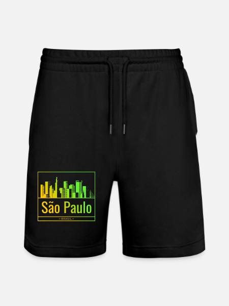 São Paulo skyline in neon gradient - Stanley/Stella Trainer Unisex Organic Jogging Shorts - black