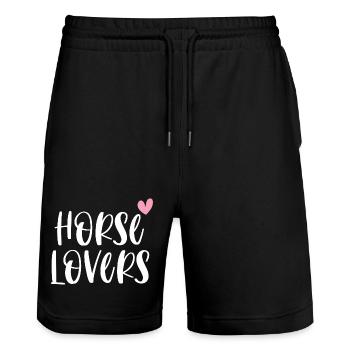 Horse Lovers Horse Riding Gift - Stanley/Stella Trainer Unisex Organic Jogging Shorts - black - Front - Nik (191cm) & Marisol (170cm)