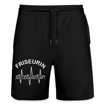 Friseurin aus Leidenschaft Herzschlag Ekg Puls - Stanley/Stella Unisex Bio Joggingshorts Trainer  - Schwarz - Vorne - Nik (191cm) & Marisol (170cm)