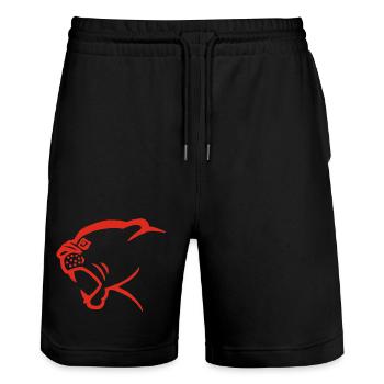 Tête de panthère rouge - Short de jogging bio TRAINER Stanley/Stella unisexe - noir - Devant - Nik (191cm) & Marisol (170cm)