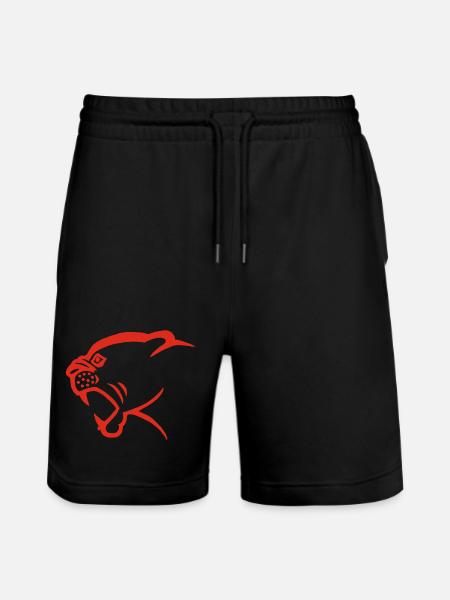 Red Panther Head - Stanley/Stella Trainer Unisex Organic Jogging Shorts - black