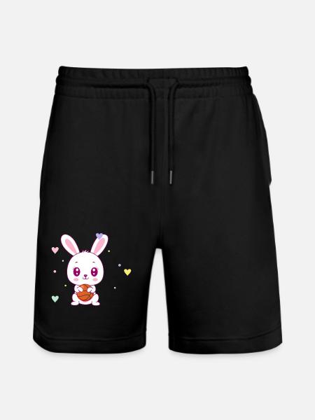 Cute Basketball Bunny - Stanley/Stella Trainer Unisex Organic Jogging Shorts - black