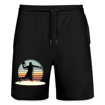 Basketball Basketballer - Stanley/Stella Unisex Bio Joggingshorts Trainer  - Schwarz - Vorne - Nik (191cm) & Marisol (170cm)