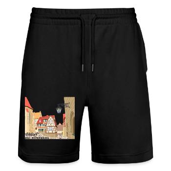 Altdorf près de Nuremberg, vieille ville, Bavière, dessin - Short de jogging bio TRAINER Stanley/Stella unisexe - noir - Devant - Nik (191cm) & Marisol (170cm)