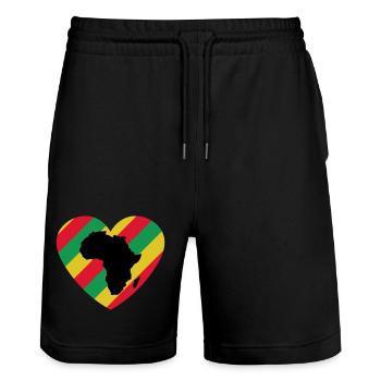 T-shirt Black History Month Africa Heart - Stanley/Stella Trainer Unisex Organic Jogging Shorts - black - Front - Nik (191cm) & Marisol (170cm)