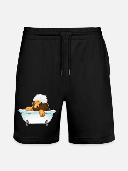 Lion Bathing Bathtub - Stanley/Stella Trainer Unisex Organic Jogging Shorts - black