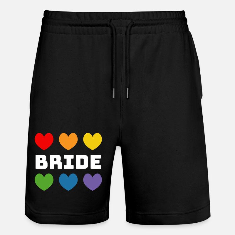 Rainbow heart Bride white - Stanley/Stella Trainer Unisex Organic Jogging Shorts - black
