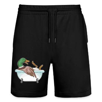 Duck Bathing Bathtub - Stanley/Stella Trainer Unisex Organic Jogging Shorts - black - Front - Nik (191cm) & Marisol (170cm)