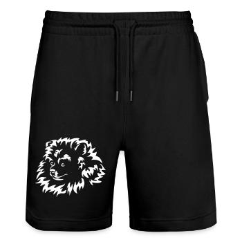 Miniature Spitz Head "Black Edition" - Stanley/Stella Trainer Unisex Organic Jogging Shorts - black - Front - Nik (191cm) & Marisol (170cm)