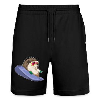 Hedgehog Snowboarder Snowboard - Short de jogging bio TRAINER Stanley/Stella unisexe - noir - Devant - Nik (191cm) & Marisol (170cm)