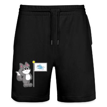 Drapeau de chat - Short de jogging bio TRAINER Stanley/Stella unisexe - noir - Devant - Nik (191cm) & Marisol (170cm)