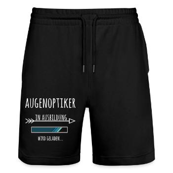 Ausbildung Augenoptiker Optiker Beruf - Stanley/Stella Unisex Bio Joggingshorts Trainer  - Schwarz - Vorne - Nik (191cm) & Marisol (170cm)