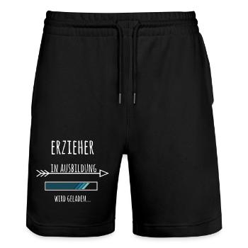 Erzieher Ausbildung Beruf Kindergarten KITA - Stanley/Stella Unisex Bio Joggingshorts Trainer  - Schwarz - Vorne - Nik (191cm) & Marisol (170cm)