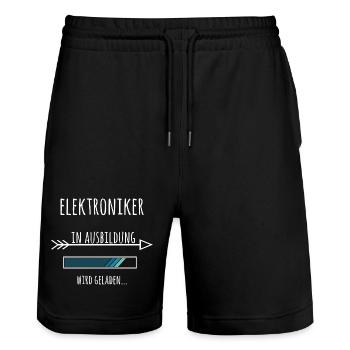 Elektroniker Ausbildung Beruf Elektrik - Stanley/Stella Unisex Bio Joggingshorts Trainer  - Schwarz - Vorne - Nik (191cm) & Marisol (170cm)