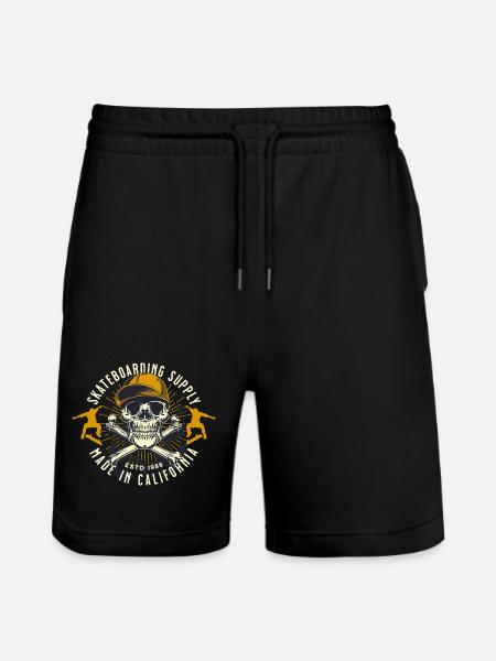 Skelettskate California Emblem - Stanley/Stella Unisex Bio Joggingshorts Trainer - Schwarz