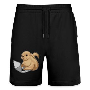 Seal Laptop - Stanley/Stella Trainer Unisex Organic Jogging Shorts - black - Front - Nik (191cm) & Marisol (170cm)