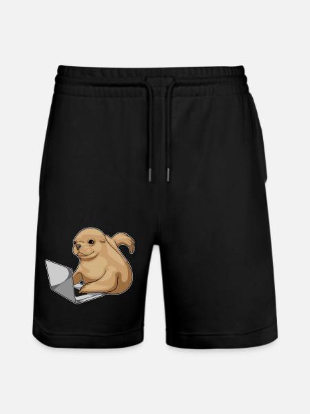 Seal Laptop - Stanley/Stella Trainer Unisex Organic Jogging Shorts - black