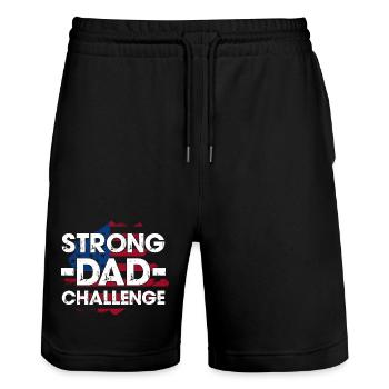 Strong Dad Challenge Tee - Stanley/Stella Trainer Unisex Organic Jogging Shorts - black - Front - Nik (191cm) & Marisol (170cm)