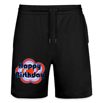 ANNIVERSARY. HAPPY BIRTHDAY. HAPPY BIRTHDAY. - Stanley/Stella Trainer Unisex Organic Jogging Shorts - black - Front - Nik (191cm) & Marisol (170cm)