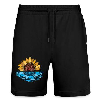 Tournesol, Mer, Coucher De Soleil, Fleurs, L’Eau - Short de jogging bio TRAINER Stanley/Stella unisexe - noir - Devant - Nik (191cm) & Marisol (170cm)