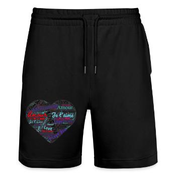 HERZ - Stanley/Stella Unisex Bio Joggingshorts Trainer  - Schwarz - Vorne - Nik (191cm) & Marisol (170cm)