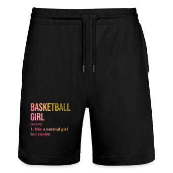 basket-ball - Short de jogging bio TRAINER Stanley/Stella unisexe - noir - Devant - Nik (191cm) & Marisol (170cm)