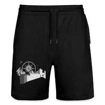 Château avec boussole - Short de jogging bio TRAINER Stanley/Stella unisexe - noir - Devant - Nik (191cm) & Marisol (170cm)