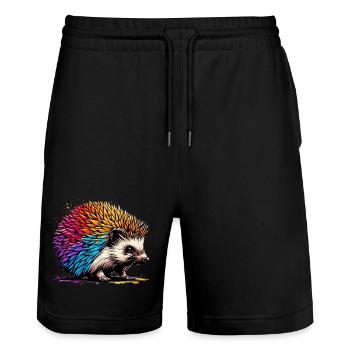 Hedgehog - Stanley/Stella Trainer Unisex Organic Jogging Shorts - black - Front - Nik (191cm) & Marisol (170cm)