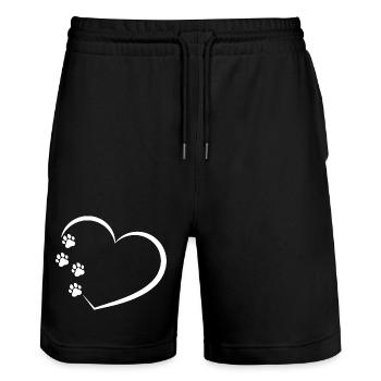 Heart with Paws Gift for Dog Lover - Stanley/Stella Trainer Unisex Organic Jogging Shorts - black - Front - Nik (191cm) & Marisol (170cm)