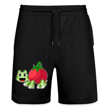 Tomate tortue - Short de jogging bio TRAINER Stanley/Stella unisexe - noir - Devant - Nik (191cm) & Marisol (170cm)