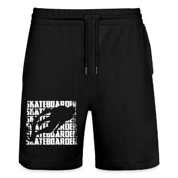Lustiger Skateboarder - Stanley/Stella Unisex Bio Joggingshorts Trainer  - Schwarz - Vorne - Nik (191cm) & Marisol (170cm)
