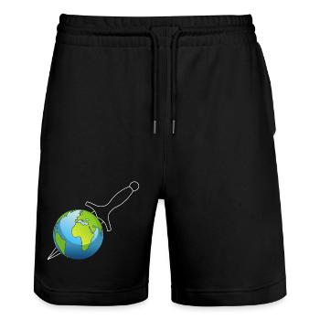 Murder of Planet Earth - Stanley/Stella Trainer Unisex Organic Jogging Shorts - black - Front - Nik (191cm) & Marisol (170cm)
