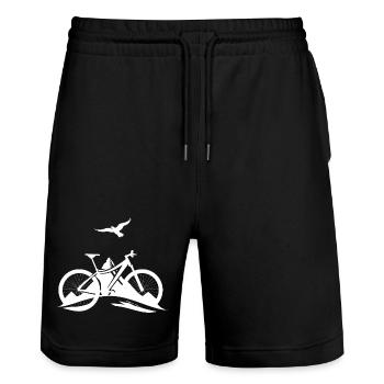 Mountain biking - Stanley/Stella Trainer Unisex Organic Jogging Shorts - black - Front - Nik (191cm) & Marisol (170cm)