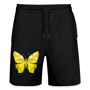 leuchtend gelber Zitronenfalter im modernen Stil - Stanley/Stella Unisex Bio Joggingshorts Trainer  - Schwarz - Vorne - Nik (191cm) & Marisol (170cm)