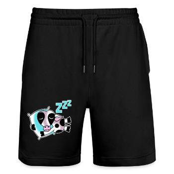 Schlafende Kuh - Stanley/Stella Unisex Bio Joggingshorts Trainer  - Schwarz - Vorne - Nik (191cm) & Marisol (170cm)