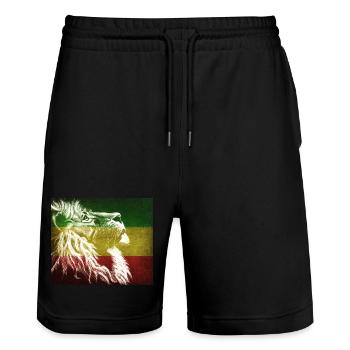 Reggae Löwenflagge Kunst - Stanley/Stella Unisex Bio Joggingshorts Trainer  - Schwarz - Vorne - Nik (191cm) & Marisol (170cm)