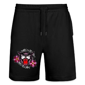 Pinkpink Panther - Stanley/Stella Unisex Bio Joggingshorts Trainer  - Schwarz - Vorne - Nik (191cm) & Marisol (170cm)