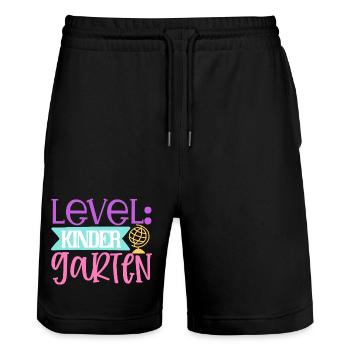 Level: Kindergarten - Stanley/Stella Trainer Unisex Organic Jogging Shorts - black - Front - Nik (191cm) & Marisol (170cm)