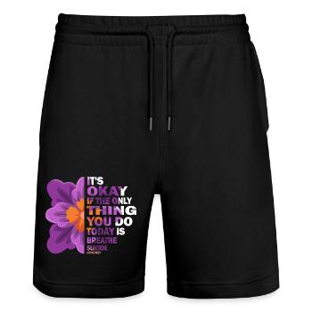 Es ist in Ordnung, wenn das Einzige, was der Atem ist, ist - Stanley/Stella Unisex Bio Joggingshorts Trainer  - Schwarz - Vorne - Nik (191cm) & Marisol (170cm)
