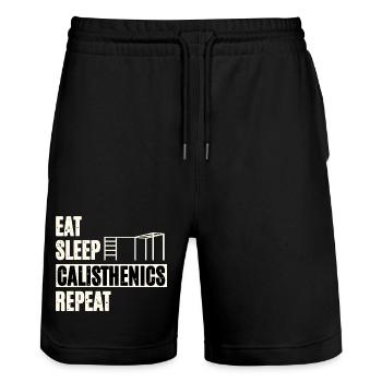 Eat Sleep Calisthenics - Stanley/Stella Unisex Bio Joggingshorts Trainer  - Schwarz - Vorne - Nik (191cm) & Marisol (170cm)