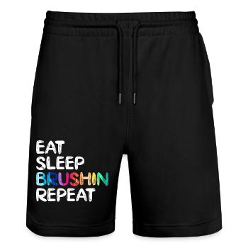 Funny Art Painter Eat Sleep Brushin Repeat Drawing - Stanley/Stella Unisex Bio Joggingshorts Trainer  - Schwarz - Vorne - Nik (191cm) & Marisol (170cm)