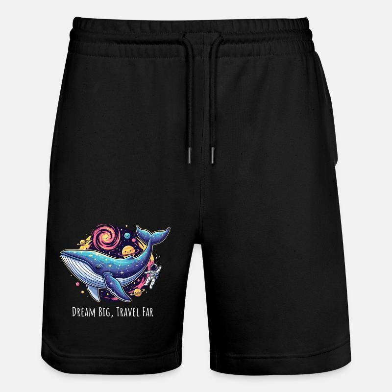 Cosmic Whale Abenteuer Illustration - Stanley/Stella Unisex Bio Joggingshorts Trainer - Schwarz