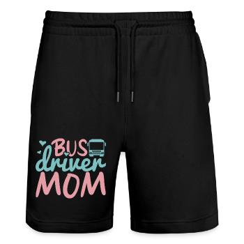 Busfahrer Mama - Stanley/Stella Unisex Bio Joggingshorts Trainer  - Schwarz - Vorne - Nik (191cm) & Marisol (170cm)