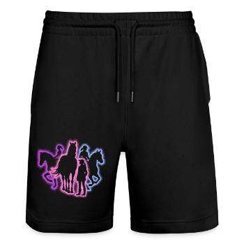 Horse Riding Rider Equestrian Silhouettes Horses - Stanley/Stella Trainer Unisex Organic Jogging Shorts - black - Front - Nik (191cm) & Marisol (170cm)
