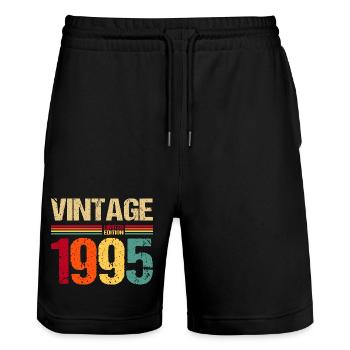1995 Limited Edition Retro Vintage Geburtstag - Stanley/Stella Unisex Bio Joggingshorts Trainer  - Schwarz - Vorne - Nik (191cm) & Marisol (170cm)
