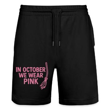 In October We Wear Pink - Stanley/Stella Trainer Unisex Organic Jogging Shorts - black - Front - Nik (191cm) & Marisol (170cm)